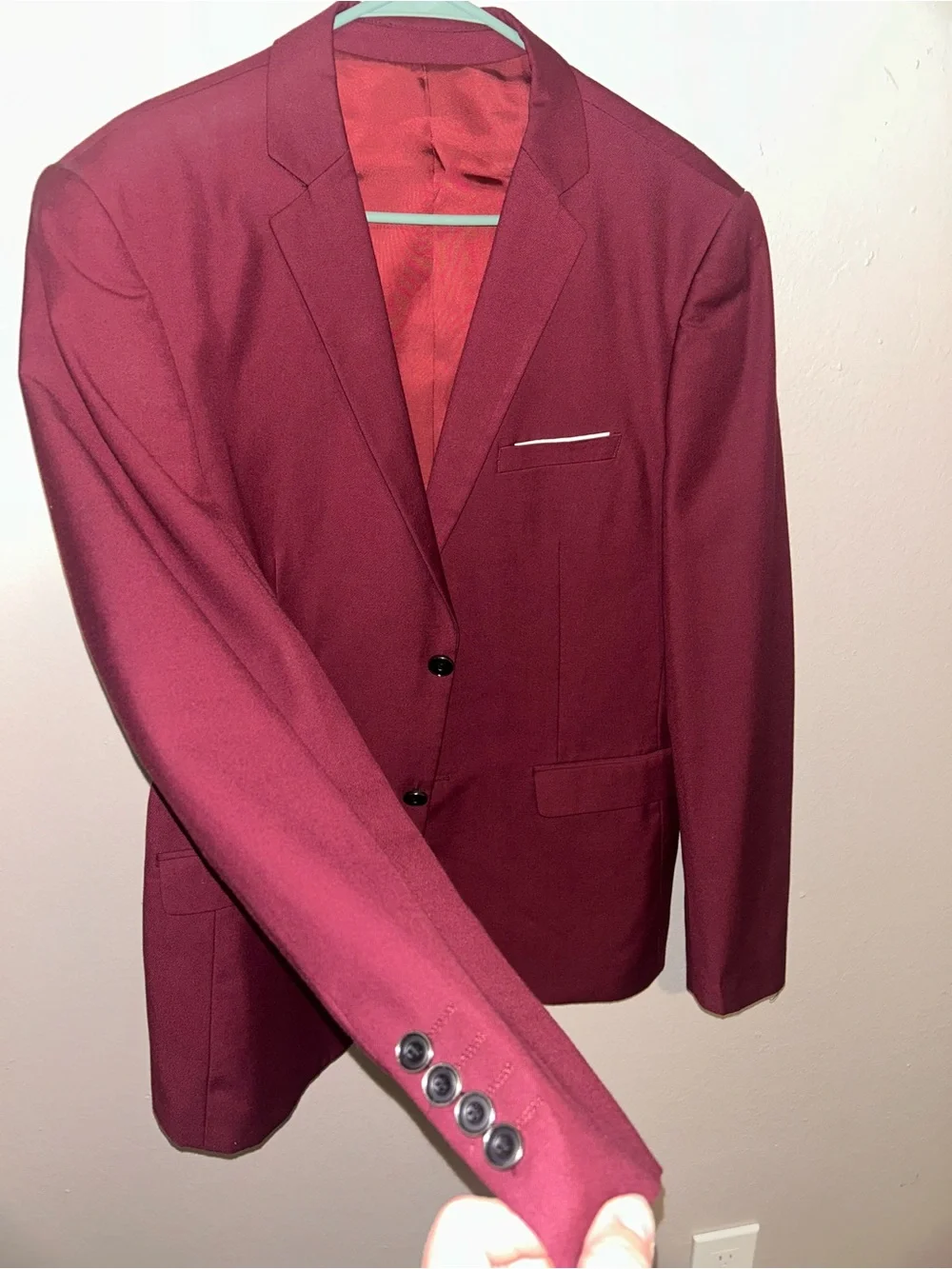 Burgundy two piece suit